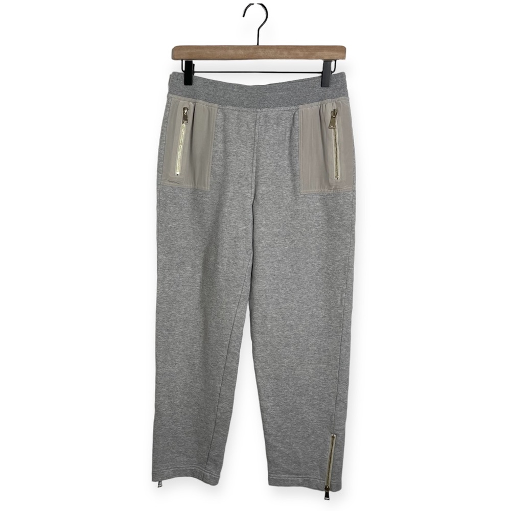 St.John Gray Sweatpant Joggers Zip Ankle Silk Siz S Designer Loungewear Comfort